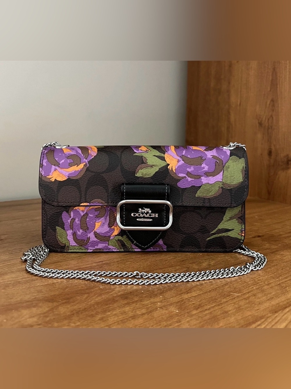 Coach Floral Chain Crossbody Bag - Purple/Black/Green💜💜💜💜💜💜💜 - Picture 2 of 16